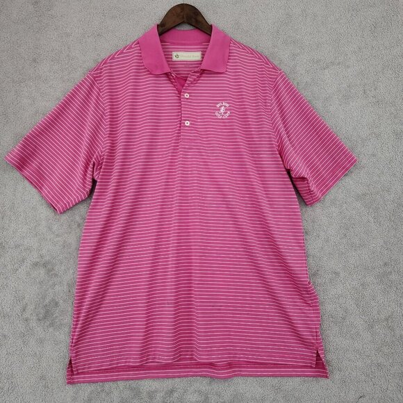 Donald Ross Mens Pink Striped Golf Polo Shirt Size XL 100% Polyester 30GT - Picture 1 of 7